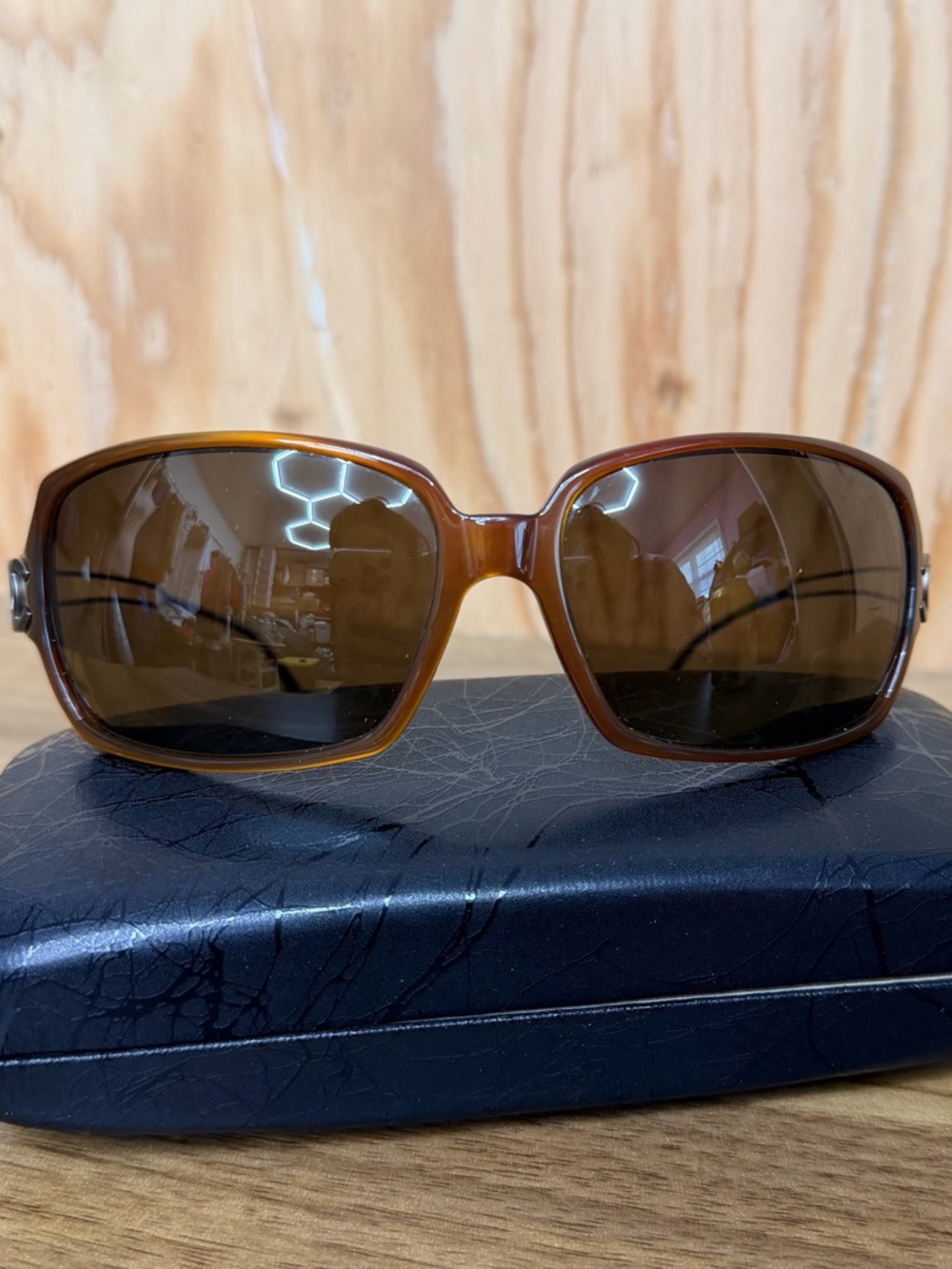 Vintage Chanel 5037 CC Logo Sunglasses Burgundy Brown Y2K Metal Frames